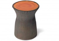 Orange Top / Ridged Metallic Sides Ridge Stool