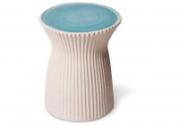 Turquoise Blue Top/ Ridged White Sides Ridged Stool