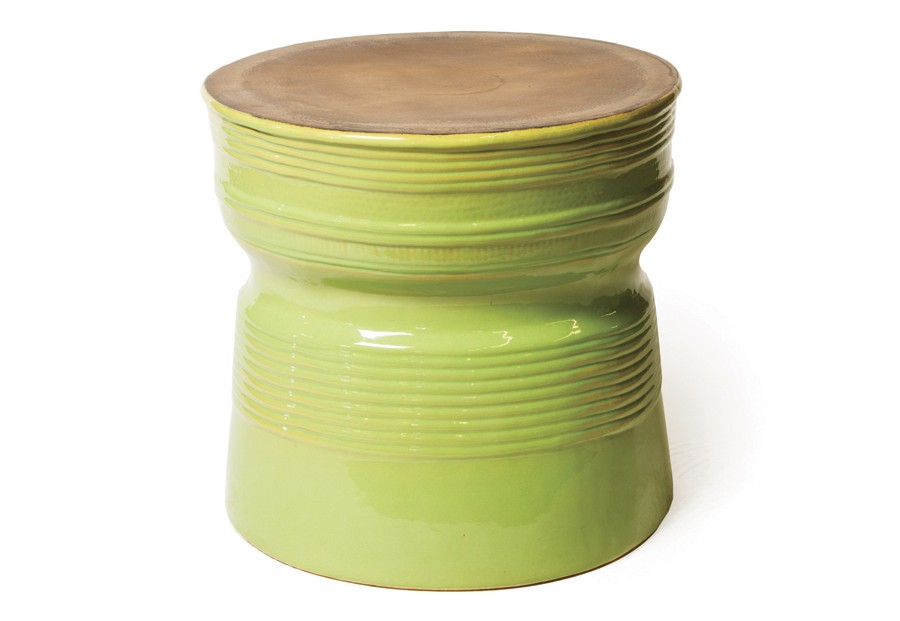 Ceramic Ringed Table Metallic Apple Green 308FT225P2MAG