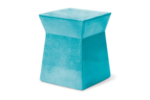 Ceramic Ashlar Stool/Accent Table - Turquoise Blue