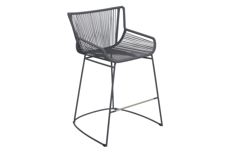 Archipelago The Dane Counter Chair <span class='variation-title'></noscript>Set Of 2 Dark Gray Frame Dark Pebble Weave</span> Fabric 