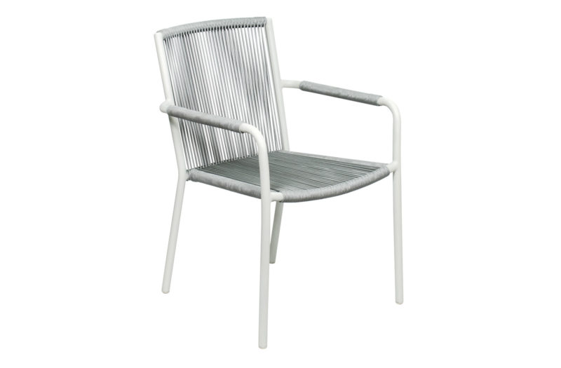 Archipelago Stockholm Dining Armchair <span class='variation-title'></noscript>Set Of 2 Coconut White Frame Dove Gray Weave</span> Fabric 