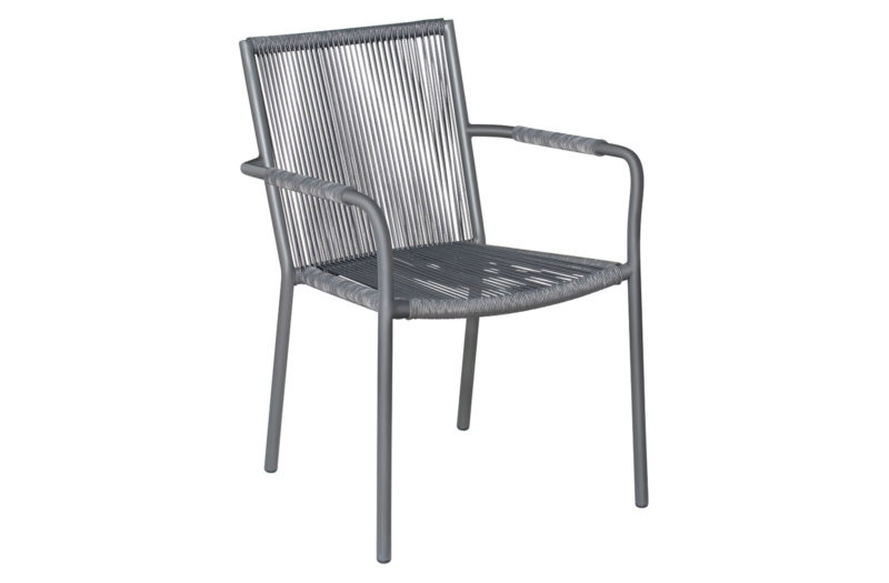 Archipelago Stockholm Dining Armchair <span class='variation-title'></noscript>Set Of 2 Dark Gray Frame Dark Pebble Weave</span> Fabric 