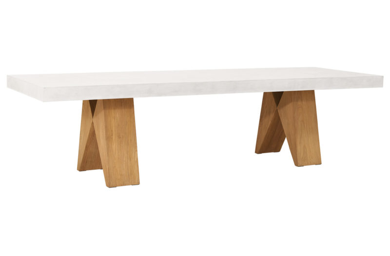 Clip Dining Table 118”- Ivory White Fabric