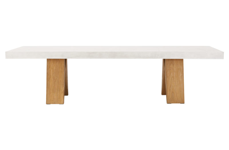 Clip Dining Table 87”- Ivory White Fabric 
