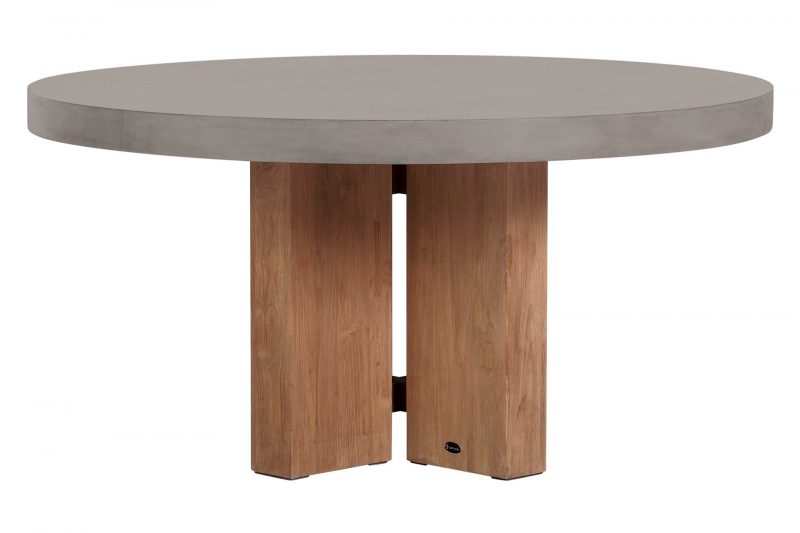 Perpetual Teak Java Round Dining Table <span class='variation-title'></noscript>Slate Gray</span> Fabric 