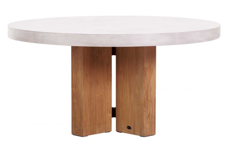 Perpetual Teak Java Round Dining Table <span class='variation-title'></noscript>Ivory White</span> Fabric 