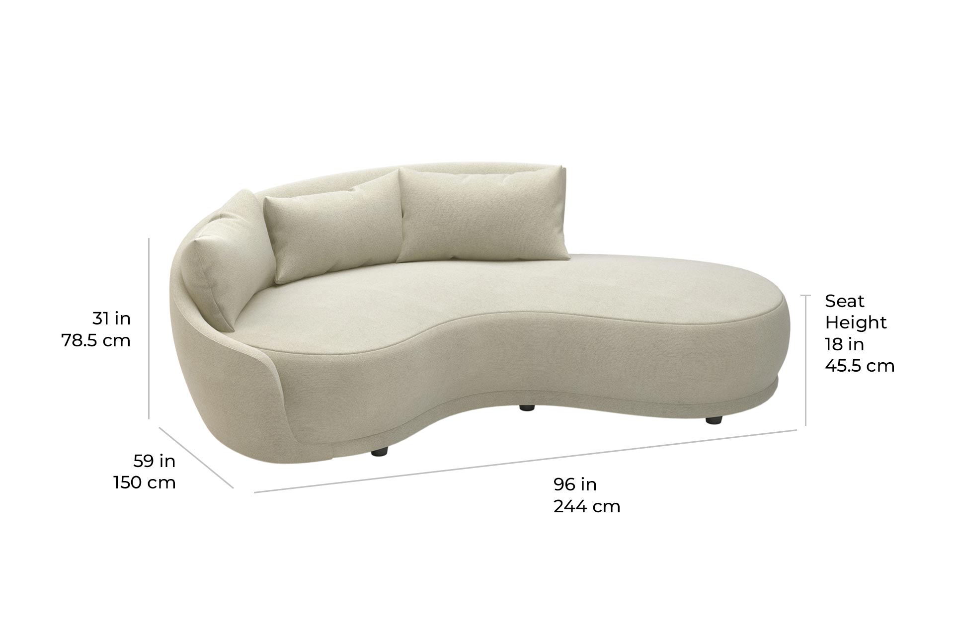 Fizz Grand Royal One Arm Sofa With Bumper - Left Arm Facing