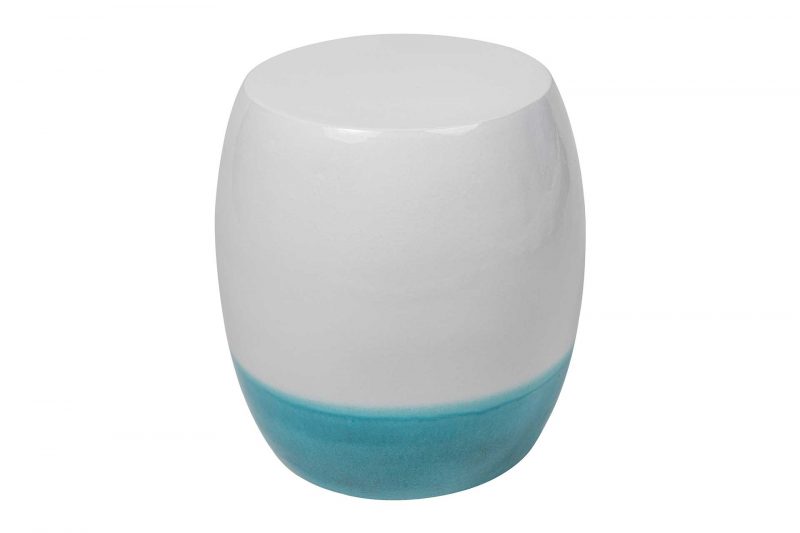 Bud Stool/Accent Table 17” <span class='variation-title'></noscript>Mist Gloss Top / Turquoise Gloss Bottom</span> Fabric 