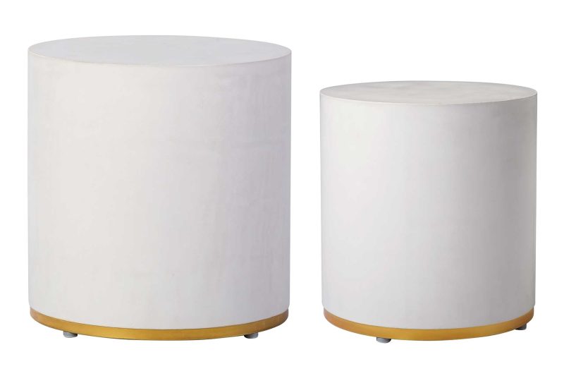 Perpetual Joy Linea Ring Accent Table Set <span class='variation-title'></noscript>Ivory White / Gold Base</span> Fabric 