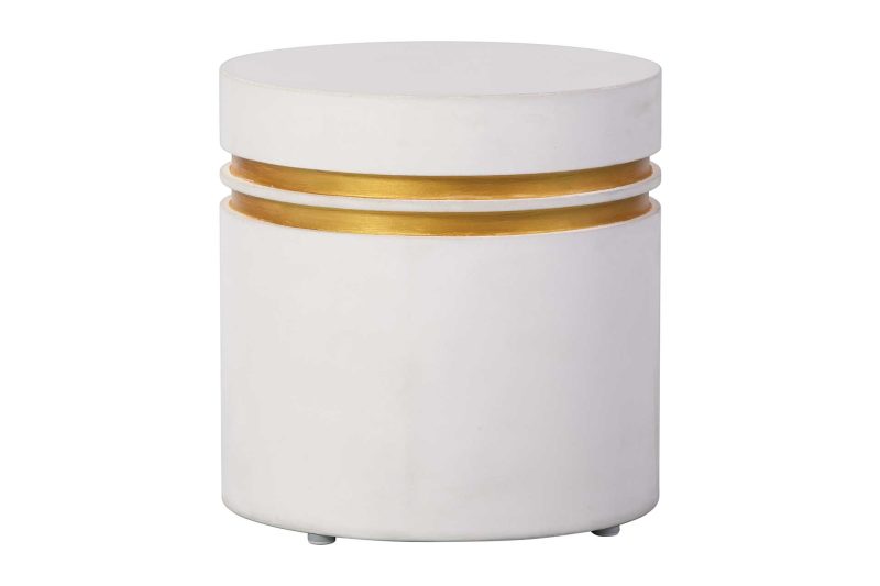 Perpetual Joy Santori Double Ring Accent Table Short <span class='variation-title'></noscript>Ivory White / Gold Ring Accents</span> Fabric 