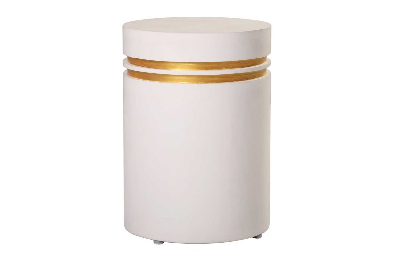 Perpetual Joy Santori Double Ring Accent Table Tall <span class='variation-title'></noscript>Ivory White / Gold Ring Accents</span> Fabric 