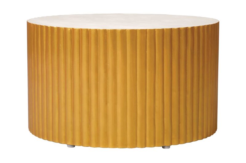 Perpetual Joy Scallop Zanzibar Coffee Table <span class='variation-title'></noscript>Ivory White Top / Gold Sides</span> Fabric 