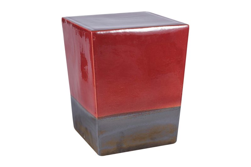 Ceramic Two Glaze Square Cube <span class='variation-title'></noscript>Set of 2 – Plum Top / Metallic Base</span> Fabric 