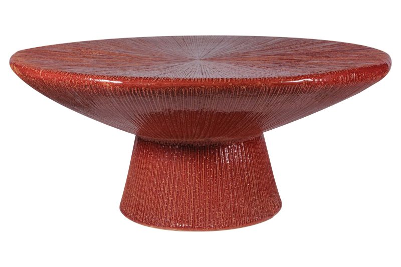 Ceramic Sunburst Cocktail Table <span class='variation-title'></noscript>Plum Texture</span> Fabric 