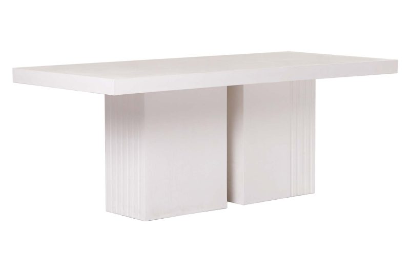 Tama Rectangle Dining Table Double Pedestal <span class='variation-title'></noscript>Ivory White</span> Fabric 