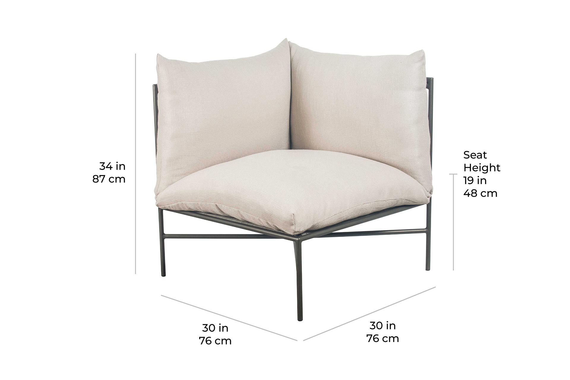 arch hebrides sectional corner chair A620230002 scale dims