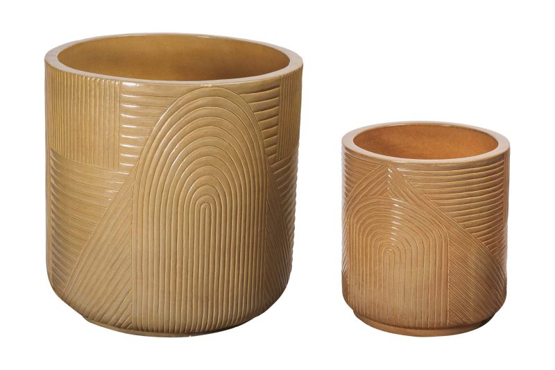 Serenity Textured Planter Set <span class='variation-title'></noscript>Taupe Gloss</span> Fabric 
