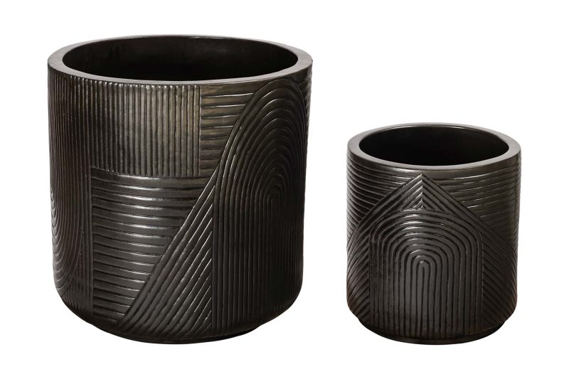 Serenity Textured Planter Set <span class='variation-title'></noscript>Iron Semi-Gloss</span> Fabric 