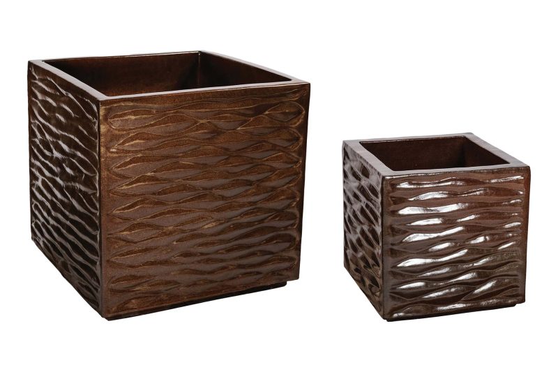 Zen Planter Set <span class='variation-title'></noscript>Pyrite Brown Gloss</span> Fabric 
