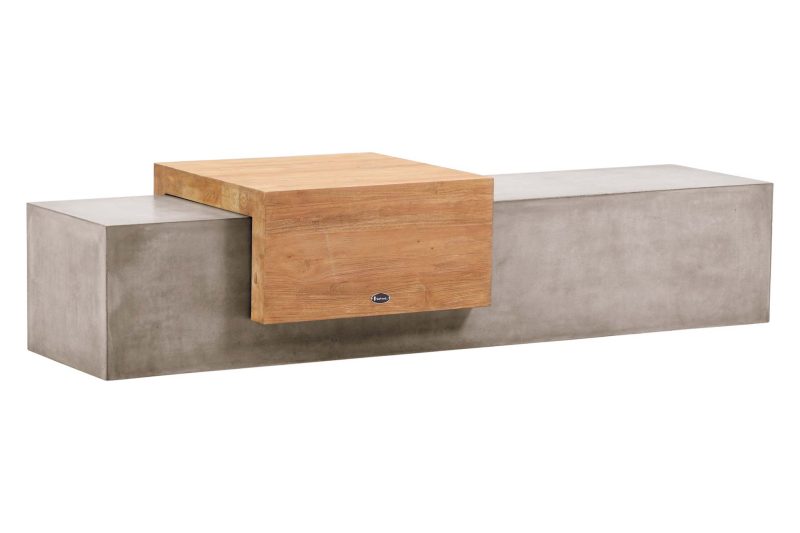 Monolith Bench with Teak Tabletop <span class='variation-title'></noscript>Slate Gray</span> Fabric 