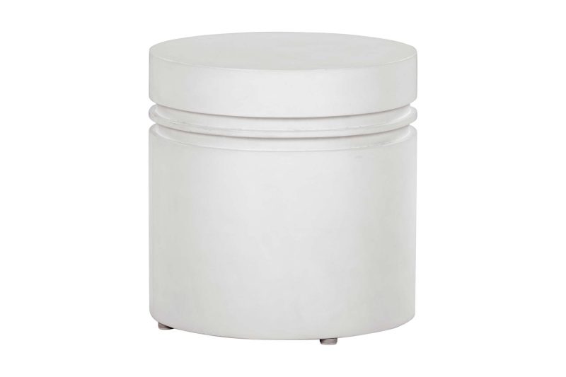Santori Double Ring Accent Table Short <span class='variation-title'></noscript>Ivory White</span> Fabric 