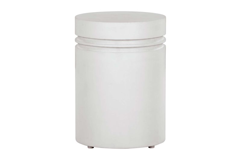 Santori Double Ring Accent Table Tall <span class='variation-title'></noscript>Ivory White</span> Fabric 