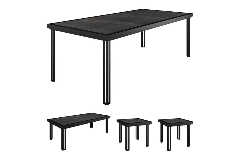 Patinero Table Set + Dekton Kelya Upgrade Fabric 