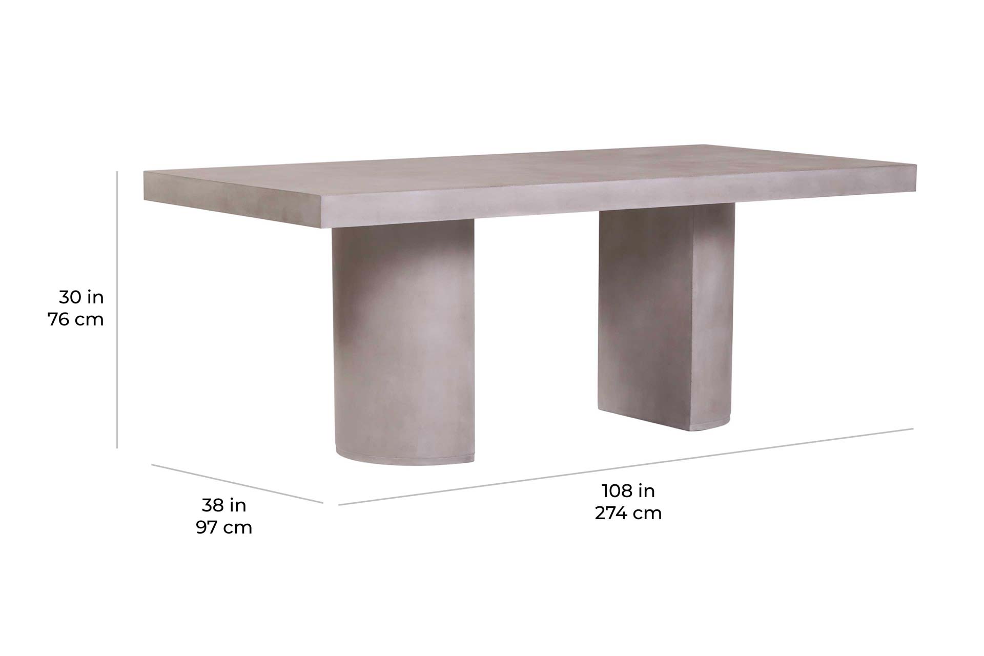 con andoo rectangle dining table scale dims